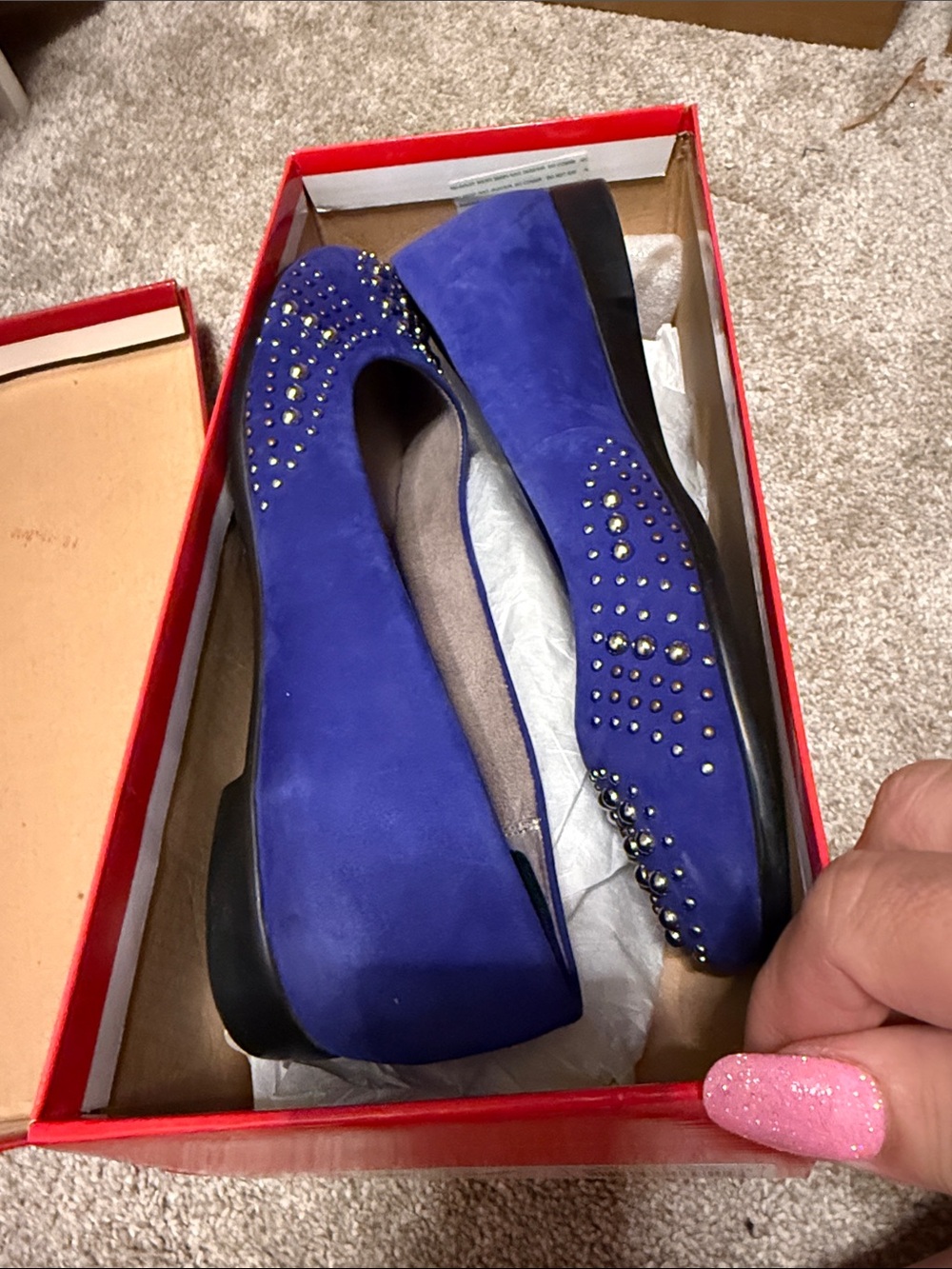 AEROSOLES Royal Blue Studded Ballet Flats - Picture 4 of 4